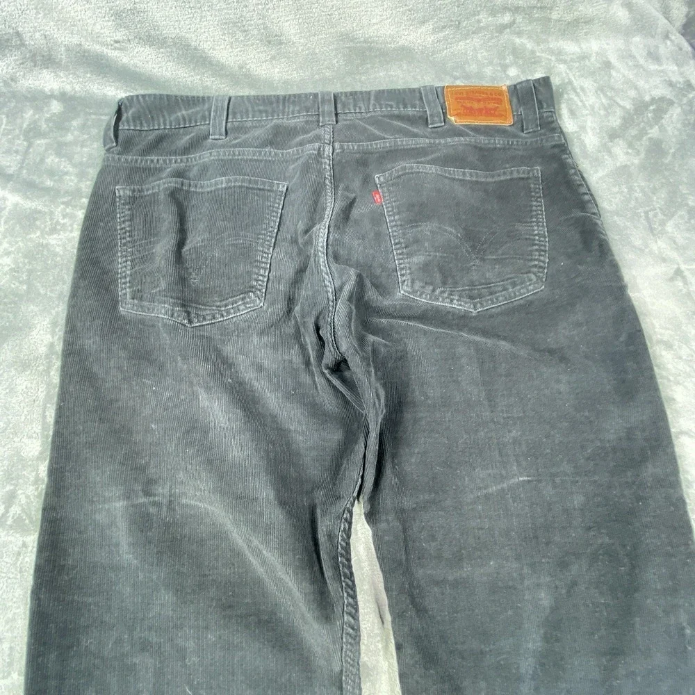 Levi's 549 Corduroy Pants Mens 42x27 Black Low Loose Cords Y2K Heavy Cotton‎